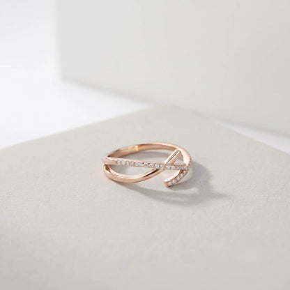 Bague Croisée Ajustable en Acier Inoxydable - Rose gold