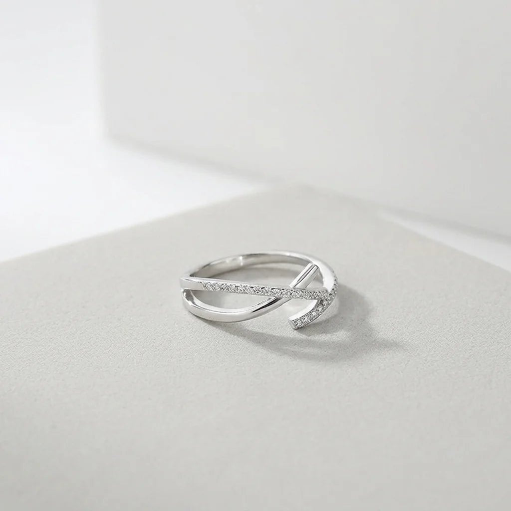 Bague Croisée Ajustable en Acier Inoxydable - Rose gold