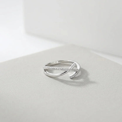 Bague Croisée Ajustable en Acier Inoxydable - Rose gold