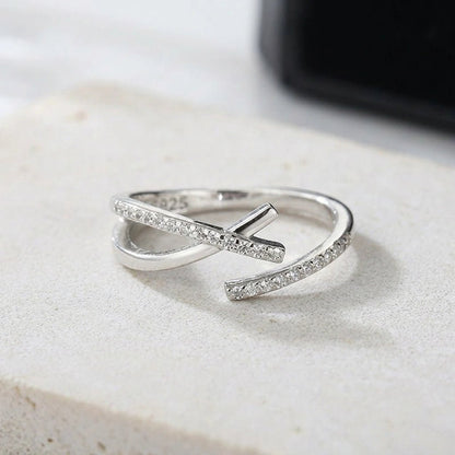 Bague Croisée Ajustable en Acier Inoxydable - Rose gold