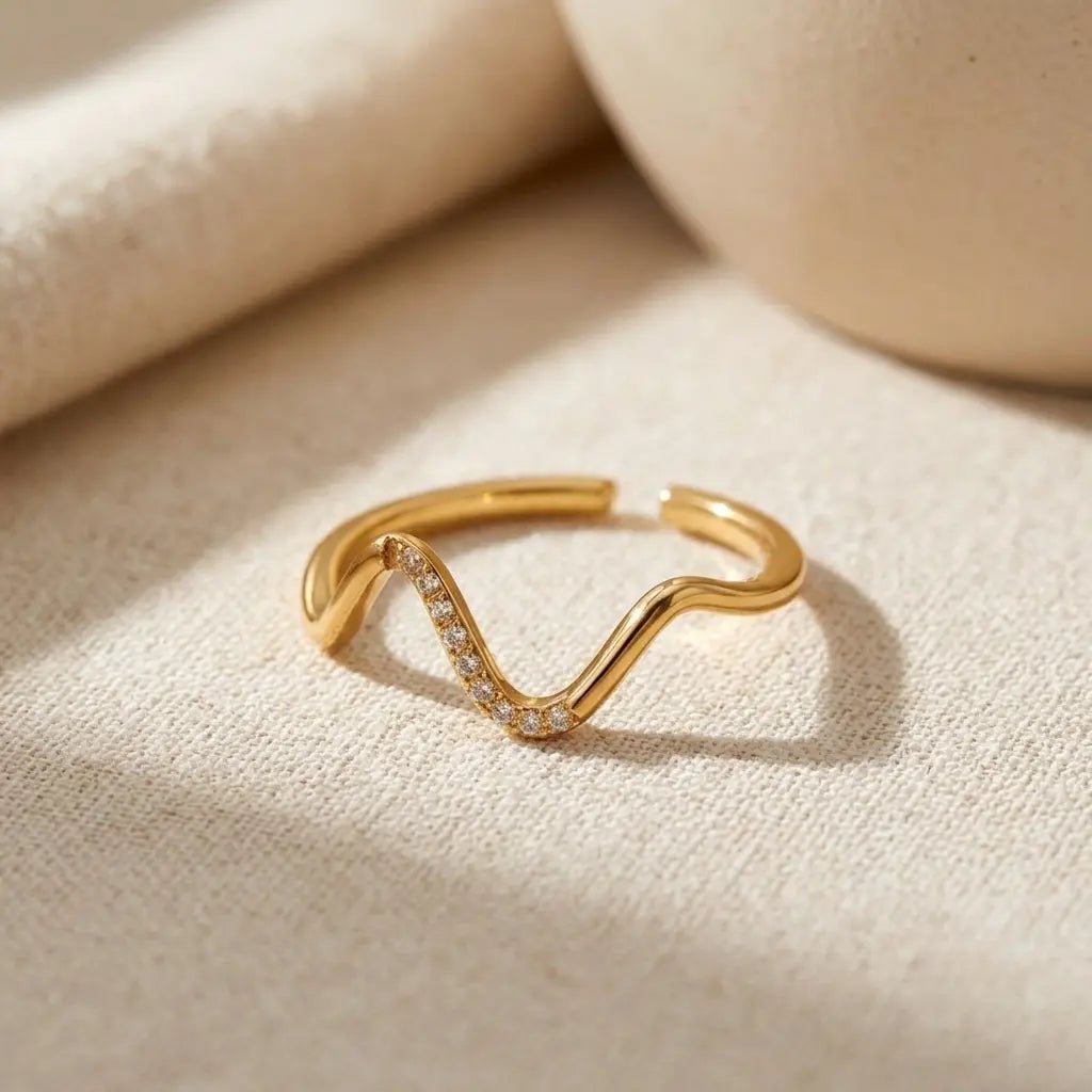 Bague Halo en Acier Inoxydable 316L - Doré