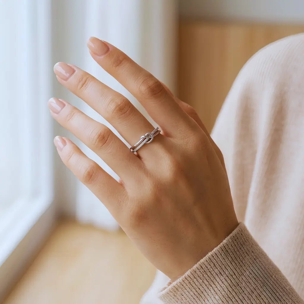 Bague Noeud en Acier Inoxydable 316L - Argent