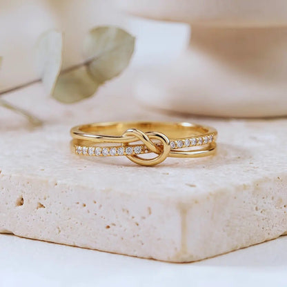 Bague Noeud en Acier Inoxydable 316L - Doré