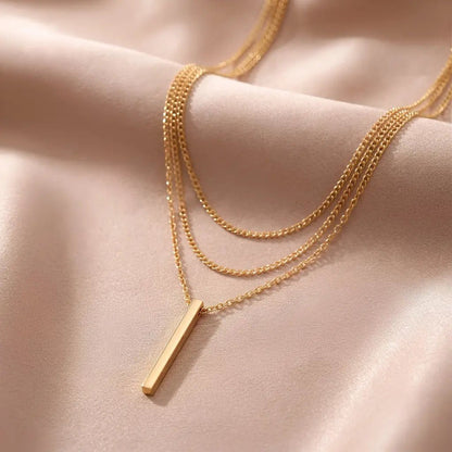 Collier Cascade Triple Rangs Pendentif minimaliste - Gold