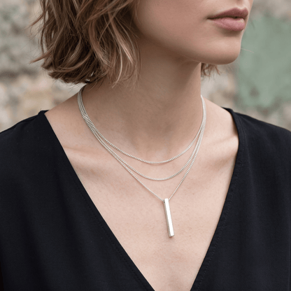 Collier Cascade Triple Rangs Pendentif minimaliste - Argent