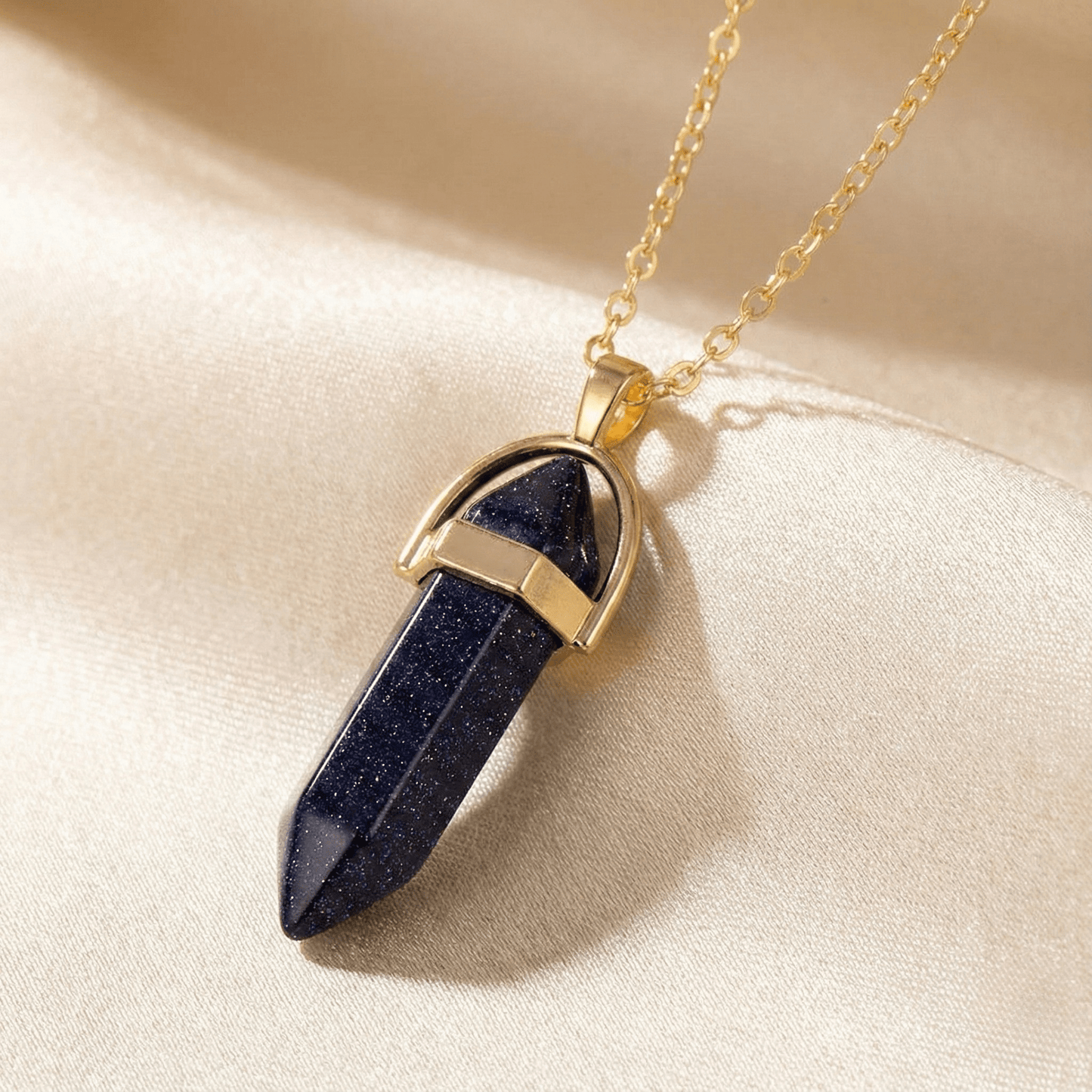 Collier Double Lune & Pierre de Naissance | Style Bohème Doré - Aventurine bleue