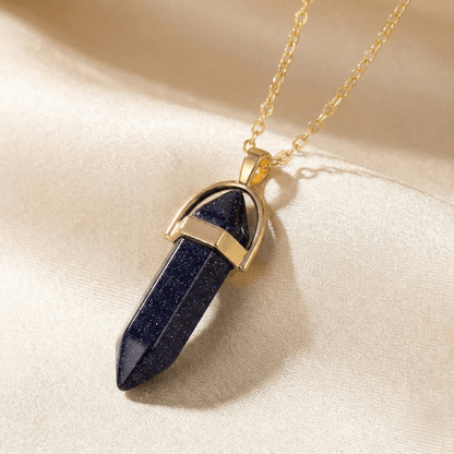 Collier Double Lune & Pierre de Naissance | Style Bohème Doré - Aventurine bleue