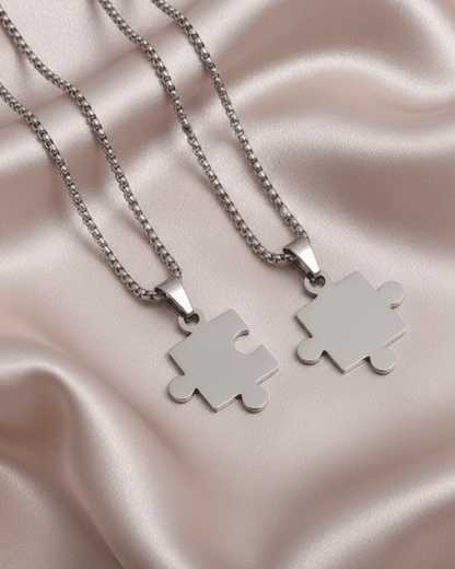 Collier DUO Puzzle Personnalisé Gravé | Acier Inoxydable - Puzzle