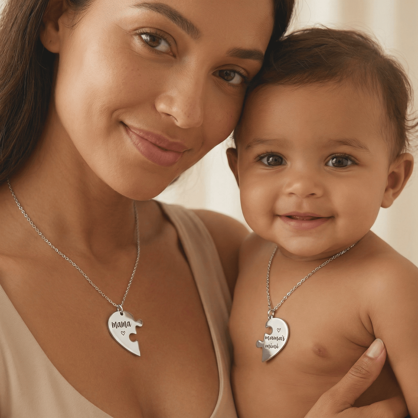 Collier Mère - Fille Puzzle Cœur en Acier | Le Symbole de Votre Amour Éternel - Mum & Daughter