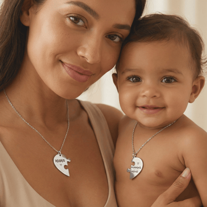 Collier Mère - Fille Puzzle Cœur en Acier | Le Symbole de Votre Amour Éternel - Mum & Daughter