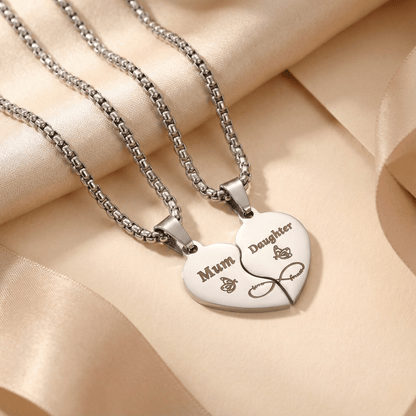 Collier Mère - Fille Puzzle Cœur en Acier | Le Symbole de Votre Amour Éternel - Mum & Daughter