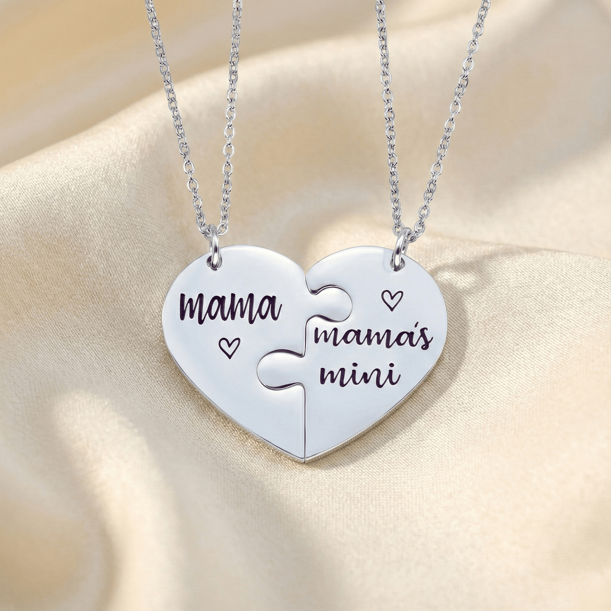 Collier Mère - Fille Puzzle Cœur en Acier | Le Symbole de Votre Amour Éternel - Mama & Mini