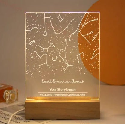 Veilleuse Constellation Personnalisée – Illuminez votre histoire d’amour - Blanc chaud