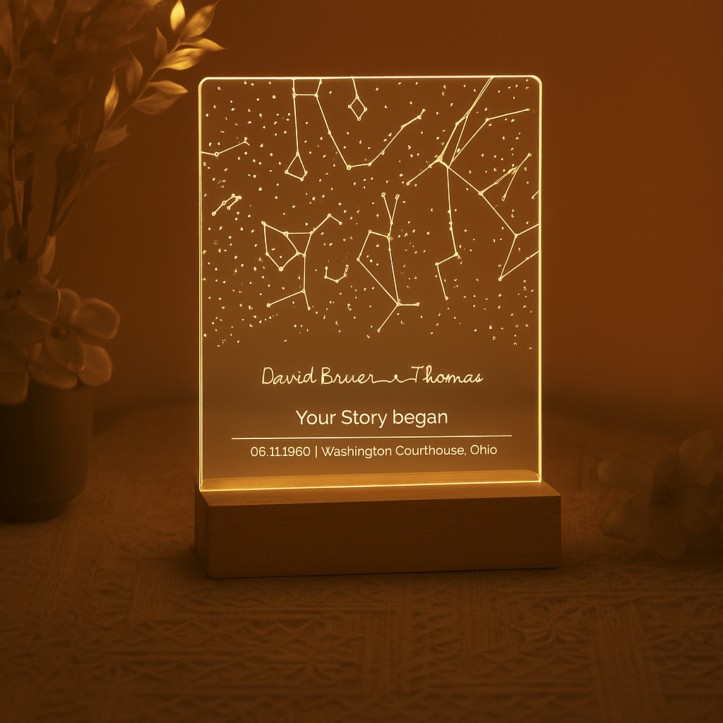 Veilleuse Constellation Personnalisée – Illuminez votre histoire d’amour - Blanc chaud